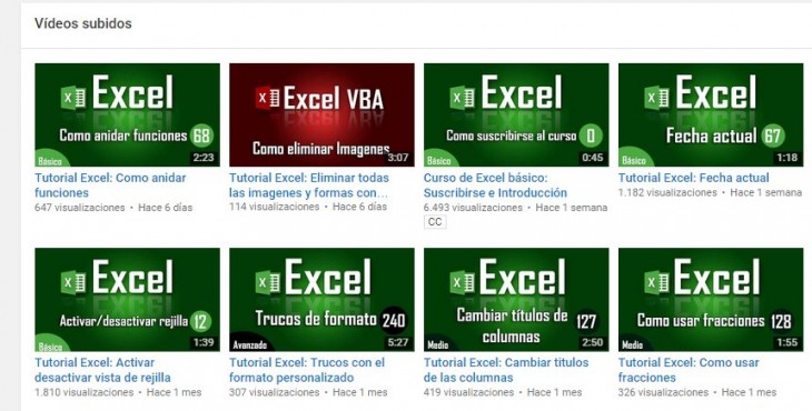 CURSOS DE EXCEL EN YOUTUBE