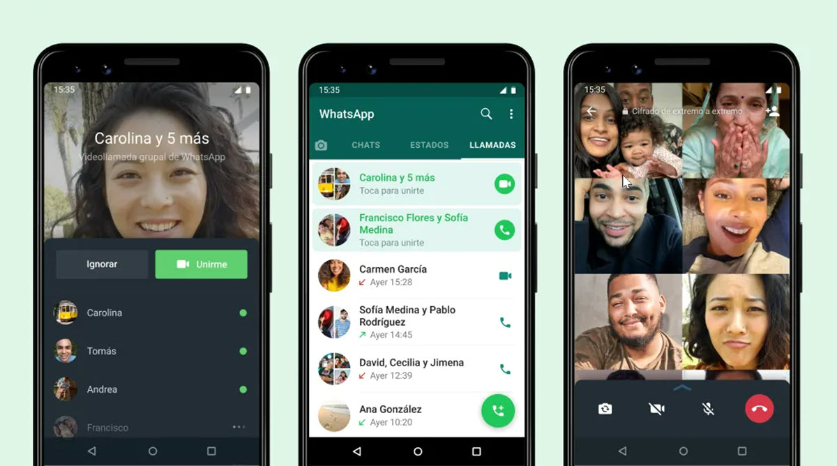 WHATSAPP, NOVEDADES LLAMADAS GRUPALES