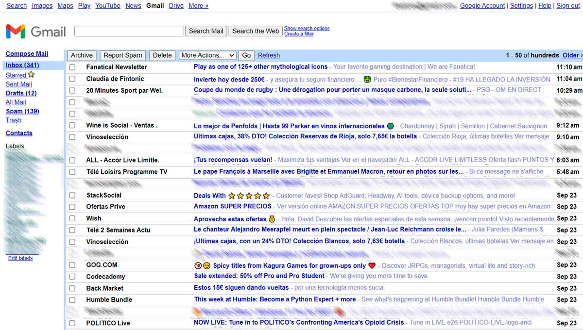 ADIOS VISIÓN HMTL DE GMAIL